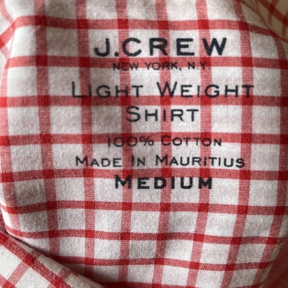 J. Crew Light Weight Shirt 100% Cotton Red Checked M